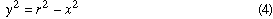 Equation 4: y^2 = r^2 - x^2