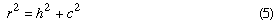 Equation 5: r^2 = h^2 + c^2