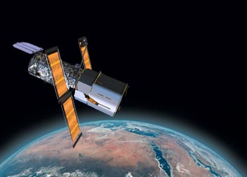 The Hubble space telescope, image courtesy
of <a href="http://www.nasa.gov">NASA</a>