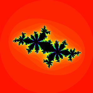 the filled Julia set for <i>c = -0.624 + 0.435i</i>, which lies in a period 2 bulb.