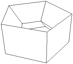 Figure 5: This polyhedron has a hole running through it.
Euler's formula does not hold in this case.